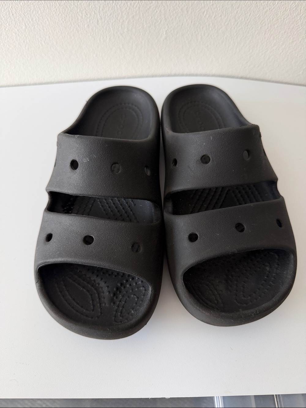 Crocs Classic Sandal Kids Junior 3 Black Two Strap Slide‎ Water Pool Shoes
